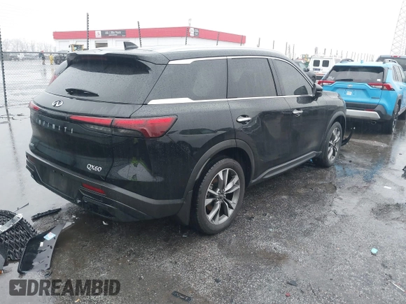 2023 Infiniti QX60 Luxe with VIN 5N1DL1FR1PC354800, listed as a IAAI auction lot 41459926 with 29,190 mi miles and . Bid and sale history available at DreamBid. Image 4.