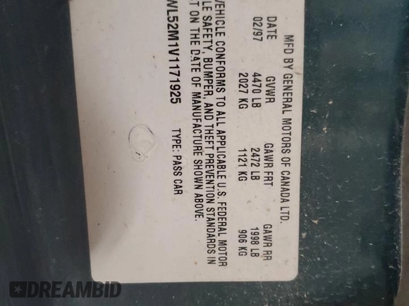 1997 Chevrolet Lumina LS with VIN 2G1WL52M1V1171925, listed as a Copart auction lot 47935225 with 149,971 mi miles and Clean Title. Bid and sale history available at DreamBid. Image 12.