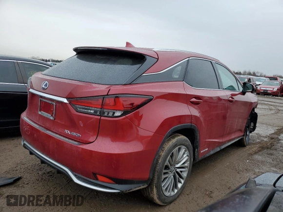 2020 Lexus RX with VIN 2T2JGMDA4LC047239, listed as a Copart auction lot 47558355 with 28,253 mi miles and Salvage Title. Bid and sale history available at carsss.com. Image 3.
