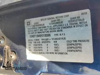 2000 Chevrolet Blazer LT z VIN 1GNDT13W9Y2135306, wystawiony jako Copart lot #47902155 z przebiegiem 152 008 mil mil oraz Szkoda całkowita • Salvage title. Historia ofert i sprzedaży dostępna na DreamBid. Obrazek 16.