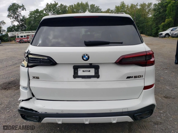 2023 BMW X5 M50i with VIN 5UXJU4C06P9P59445, listed as a Copart auction lot 80918324 with 420 mi miles and Salvage Title. Bid and sale history available at carsss.com. Image 6.