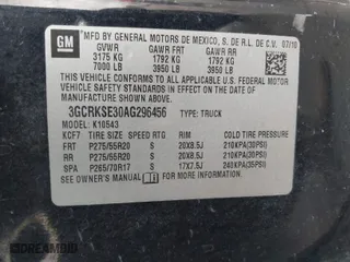 2010 Chevrolet Silverado 1500 LT with VIN 3GCRKSE30AG296456, listed as a IAAI auction lot 41713549 with 274,586 mi miles. Bid and sale history available at carsss.com. Image 9.