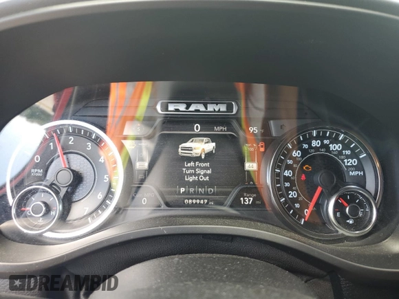 2022 Ram 1500 Lone Star with VIN 1C6RREFT1NN124615, listed as a Copart auction lot 56849265 with 89,947 mi miles and Salvage title. Bid and sale history available at DreamBid. Image 9.