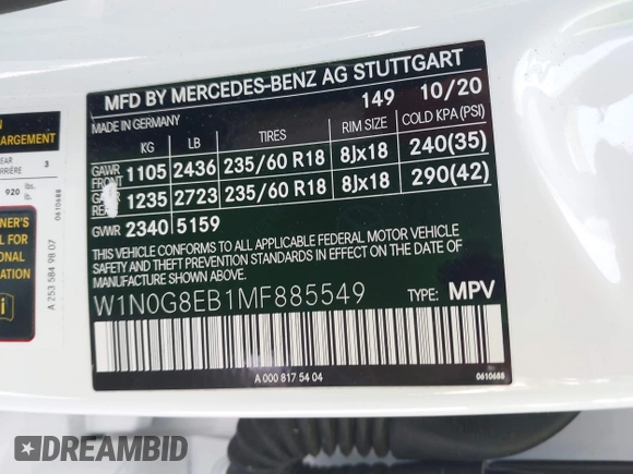 2021 Mercedes-Benz GLC 300 z VIN W1N0G8EB1MF885549, wystawiony jako IAAI lot #42086468 z przebiegiem 45 465 mil mil oraz . Historia ofert i sprzedaży dostępna na DreamBid. Obrazek 9.