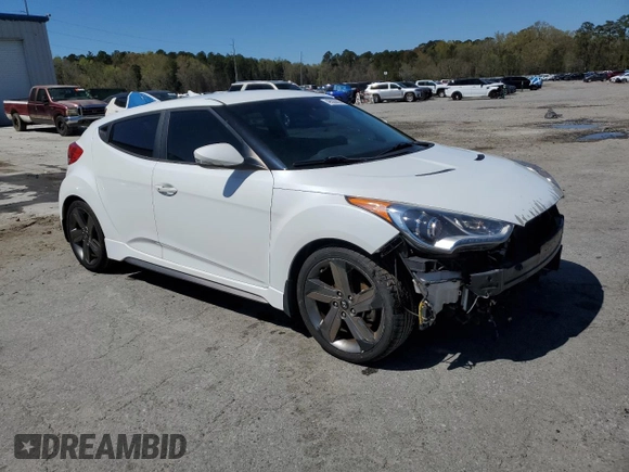 2015 Hyundai Veloster Turbo with VIN KMHTC6AE6FU238983, listed as a Copart auction lot 49506085 with 122,909 mi miles and Salvage title. Bid and sale history available at DreamBid. Image 4.