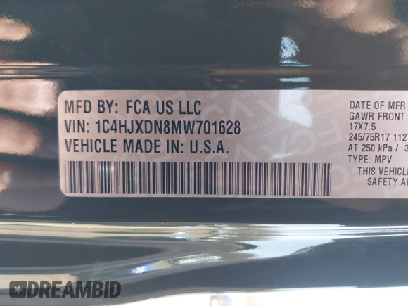 2021 Jeep Wrangler Unlimited Sport Altitude с VIN 1C4HJXDN8MW701628, выставлен на аукционе IAAI как лот 42059202 с пробегом 73 814 миль миль и . История ставок и продаж доступна на DreamBid. Изображение 9.
