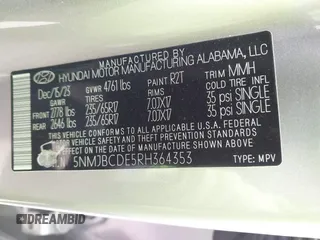 2024 Hyundai Tucson SEL с VIN 5NMJBCDE5RH364353, выставлен на аукционе IAAI как лот 42311423 с пробегом 26 836 миль миль и . История ставок и продаж доступна на DreamBid. Изображение 9.
