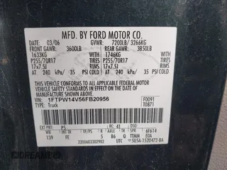 2006 Ford F-150 XLT with VIN 1FTPW14V56FB20956, listed as a IAAI auction lot 42016259 with 190,154 mi miles and . Bid and sale history available at carsss.com. Image 9.