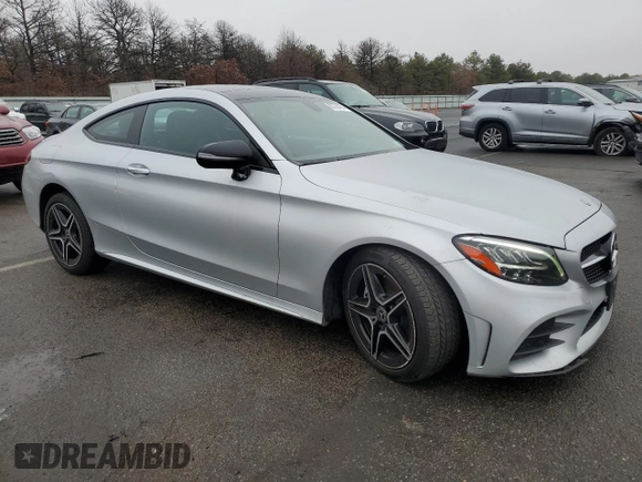2021 Mercedes-Benz C 300 with VIN W1KWJ8EB7MG068900, listed as a Copart auction lot 83734424 with 42,440 mi miles and Salvage title. Bid and sale history available at DreamBid. Image 4.
