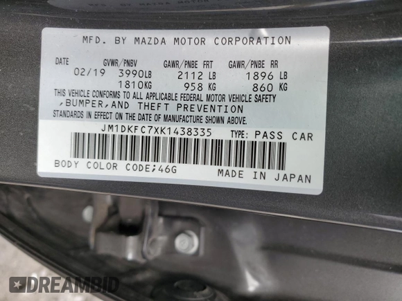 2019 Mazda CX-3 Touring with VIN JM1DKFC7XK1438335, listed as a Copart auction lot 51751125 with 41,995 mi miles and Salvage Title. Bid and sale history available at carsss.com. Image 15.
