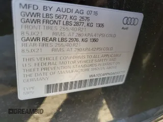2016 Audi SQ5 Premium Plus with VIN WA1CCAFPXGA033777, listed as a Copart auction lot 83754944 with 86,541 mi miles and Clean Title. Bid and sale history available at carsss.com. Image 13.