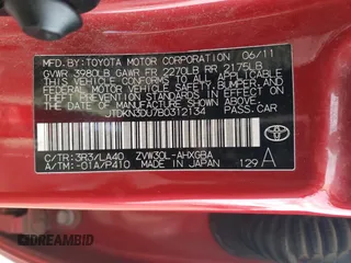 2011 Toyota Prius I z VIN JTDKN3DU7B0312134, wystawiony jako Copart lot #46120195 z przebiegiem 138 752 mil mil oraz Szkoda całkowita • Salvage title. Historia ofert i sprzedaży dostępna na DreamBid. Obrazek 12.