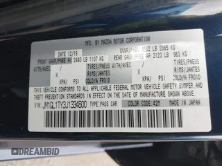 2018 Mazda 6 Grand Touring with VIN JM1GL1TY3J1334600, listed as a IAAI auction lot 41060893 with 64,852 mi miles and . Bid and sale history available at DreamBid. Image 9.
