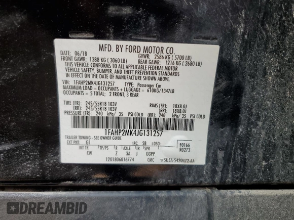 2018 Ford Police Interceptor с VIN 1FAHP2MK4JG131257, выставлен на аукционе Copart как лот 55406925 с пробегом 63 342 миль миль и Списание • Salvage title. История ставок и продаж доступна на DreamBid. Изображение 12.