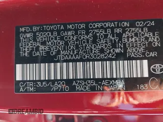2024 Toyota Crown XLE with VIN JTDAAAAF0R3028242, listed as a IAAI auction lot 41673482 with 19,306 mi miles and . Bid and sale history available at DreamBid. Image 9.