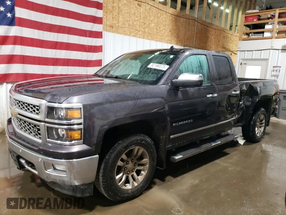 2014 Chevrolet Silverado 1500 LTZ with VIN 1GCVKSEC0EZ377719, listed as a Copart auction lot 52186575 with 62,580 mi miles and Salvage Title. Bid and sale history available at DreamBid. Image 1.