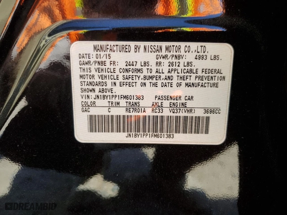 2015 Infiniti Q70L with VIN JN1BY1PP1FM601383, listed as a Copart auction lot 49995415 with 109,963 mi miles and Salvage Title. Bid and sale history available at carsss.com. Image 12.