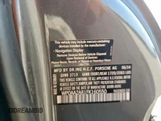 2015 Porsche Cayman с VIN WP0AA2A81FK160550, выставлен на аукционе Copart как лот 62758365 с пробегом 71 007 миль миль и Списание • Salvage title. История ставок и продаж доступна на DreamBid. Изображение 13.