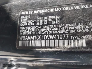 2013 BMW X1 28i with VIN WBAVM1C51DVW41977, listed as a IAAI auction lot 41607741 with 158,258 mi miles. Bid and sale history available at carsss.com. Image 9.