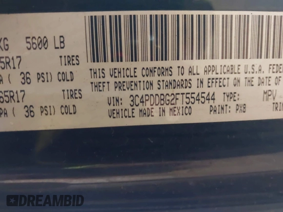 2015 Dodge Journey SXT с VIN 3C4PDDBG2FT554544, выставлен на аукционе IAAI как лот 42325944 с пробегом 292 605 миль миль и . История ставок и продаж доступна на DreamBid. Изображение 9.