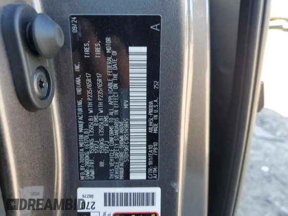 2024 Toyota Sienna XLE with VIN 5TDYSKFC1RS149845, listed as a Copart auction lot 54313515 with 10,753 mi miles and Salvage title. Bid and sale history available at DreamBid. Image 13.