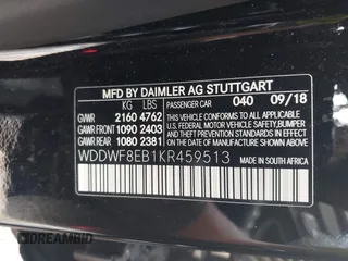2019 Mercedes-Benz C 300 with VIN WDDWF8EB1KR459513, listed as a IAAI auction lot 42242025 with 35,138 mi miles and . Bid and sale history available at DreamBid. Image 9.