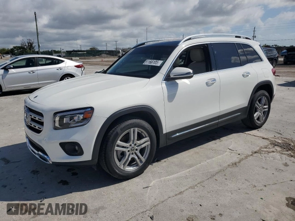 2023 Mercedes-Benz GLB 250 z VIN W1N4M4GBXPW319717, wystawiony jako Copart lot #51166105 z przebiegiem 20 803 mil mil oraz Szkoda całkowita • Salvage title. Historia ofert i sprzedaży dostępna na DreamBid. Obrazek 1.