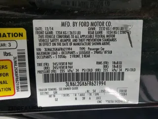 2015 Lincoln MKZ with VIN 3LN6L2GK6FR621994, listed as a Copart auction lot 54855395 with 150,516 mi miles and Clean Title. Bid and sale history available at carsss.com. Image 12.