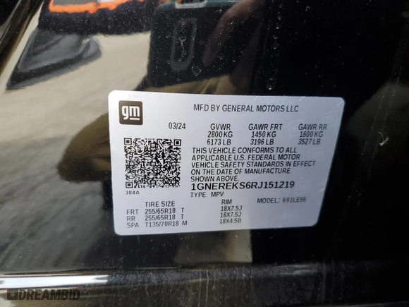 2024 Chevrolet Traverse FWD LS with VIN 1GNEREKS6RJ151219, listed as a Copart auction lot 80393454 with 1,786 mi miles and Salvage Title. Bid and sale history available at carsss.com. Image 15.