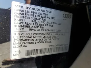 2021 Audi Q7 Premium Plus with VIN WA1LXAF70MD013214, listed as a Copart auction lot 59407865 with 48,834 mi miles and Salvage title. Bid and sale history available at DreamBid. Image 13.