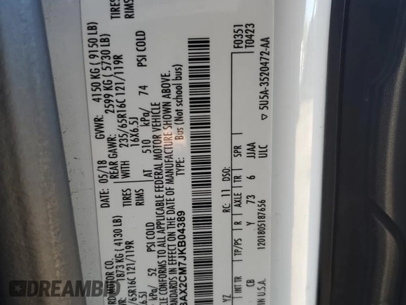 2018 Ford Transit Passenger XL z VIN 1FBAX2CM7JKB04389, wystawiony jako Copart lot #46936395 z przebiegiem 112 654 mil mil oraz Tytuł czysty. Historia ofert i sprzedaży dostępna na DreamBid. Obrazek 13.