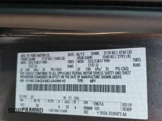 2014 Ford Escape SE с VIN 1FMCU9GX9EUA09610, выставлен на аукционе Copart как лот 60753765 с пробегом 151 718 миль миль и Чистый • Clean title. История ставок и продаж доступна на DreamBid. Изображение 13.