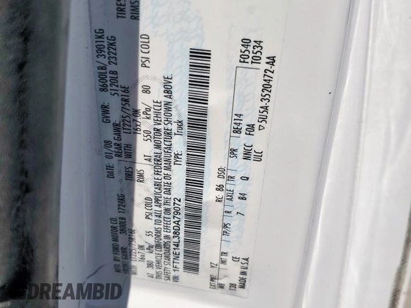 2008 Ford Econoline Cargo Commercial z VIN 1FTNE14L38DA79072, wystawiony jako Copart lot #52797475 z przebiegiem 123 952 mil mil oraz Szkoda całkowita • Salvage title. Historia ofert i sprzedaży dostępna na DreamBid. Obrazek 12.