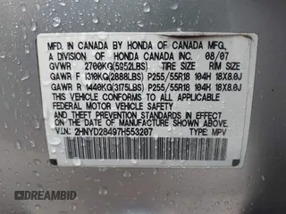 2007 Acura MDX Technology with VIN 2HNYD28497H553207, listed as a IAAI auction lot 41227328 with 195,322 mi miles and . Bid and sale history available at DreamBid. Image 9.