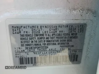 2017 Nissan Sentra SV with VIN 3N1AB7AP0HY322354, listed as a Copart auction lot 54161465 with 82,340 mi miles and Salvage Title. Bid and sale history available at DreamBid. Image 13.