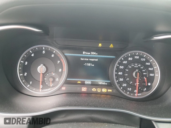 2021 Genesis G70 3.3T with VIN KMTG74LE8MU071729, listed as a Copart auction lot 43466165 with 18,760 mi miles and Salvage Title. Bid and sale history available at carsss.com. Image 9.