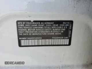 2013 Volkswagen CC Sport with VIN WVWBP7ANXDE565694, listed as a Copart auction lot 77947514 with 180,160 mi miles and Salvage Title. Bid and sale history available at carsss.com. Image 12.