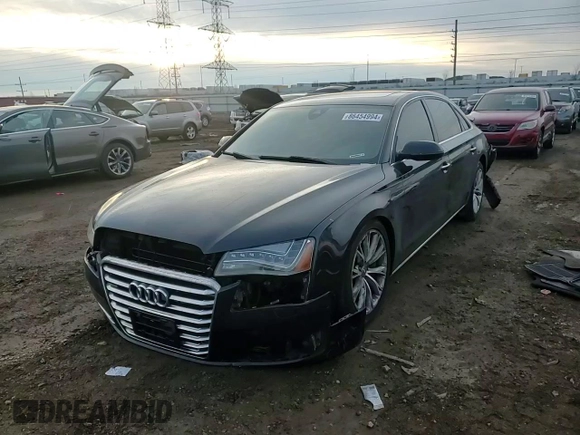 2012 Audi A8 with VIN WAURVAFD0CN025493, listed as a Copart auction lot 86454994 with 142,779 mi miles and Salvage Title. Bid and sale history available at DreamBid. Image 10.
