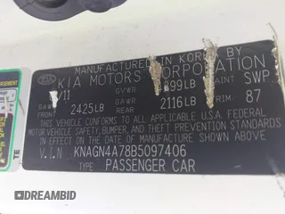 2011 Kia Optima EX z VIN KNAGN4A78B5097406, wystawiony jako IAAI lot #42255525 z przebiegiem 264 724 mil mil oraz . Historia ofert i sprzedaży dostępna na DreamBid. Obrazek 9.