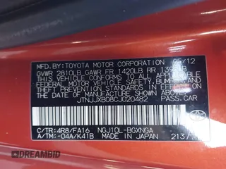 2012 Scion iQ z VIN JTNJJXB08CJ020482, wystawiony jako IAAI lot #41834604 z przebiegiem Nie podano mil oraz . Historia ofert i sprzedaży dostępna na DreamBid. Obrazek 9.