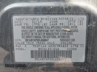 2013 Nissan Sentra SR with VIN 3N1AB7AP5DL658847, listed as a IAAI auction lot 42147997 with 148,444 mi miles and . Bid and sale history available at DreamBid. Image 9.