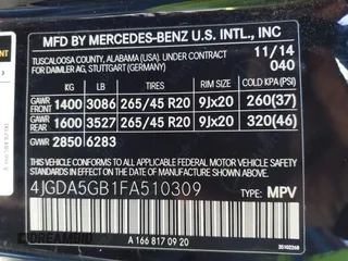 2015 Mercedes-Benz M 400 with VIN 4JGDA5GB1FA510309, listed as a IAAI auction lot 41603810 with 109,391 mi miles and . Bid and sale history available at DreamBid. Image 9.
