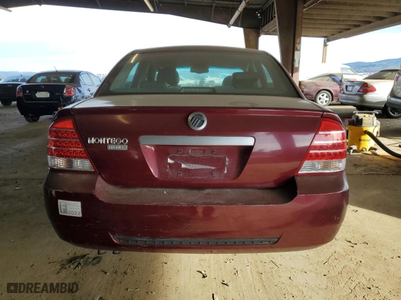 2005 Mercury Montego Premier with VIN 1MEFM42105G617326, listed as a Copart auction lot 44360835 with 0 mi miles and Salvage Title. Bid and sale history available at carsss.com. Image 6.