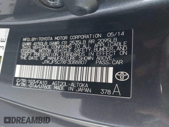 2015 Scion tC with VIN JTKJF5C7XF3088807, listed as a IAAI auction lot 41958463 with 87,647 mi miles. Bid and sale history available at carsss.com. Image 9.