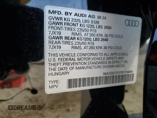 2024 Audi Q3 S line Premium Plus with VIN WA1EECF37R1174868, listed as a Copart auction lot 61827255 with 1,054 mi miles and Salvage title. Bid and sale history available at DreamBid. Image 13.