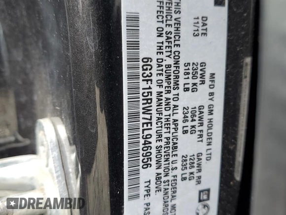 2014 Chevrolet SS с VIN 6G3F15RW7EL946956, выставлен на аукционе Copart как лот 52356525 с пробегом Не указан миль и Списание • Salvage title. История ставок и продаж доступна на DreamBid. Изображение 13.