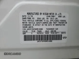 2019 Infiniti Q50 Luxe with VIN JN1EV7AP6KM516986, listed as a Copart auction lot 53080575 with Not provided miles and Salvage title. Bid and sale history available at DreamBid. Image 12.