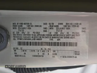 2020 Ford Escape SE z VIN 1FMCU9G66LUB14805, wystawiony jako IAAI lot #42388285 z przebiegiem 50 819 mil mil oraz . Historia ofert i sprzedaży dostępna na DreamBid. Obrazek 10.