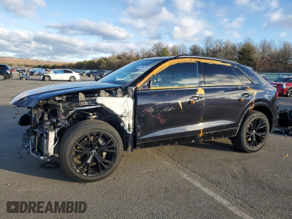 2021 Audi Q8 Premium with VIN WA1AVAF18MD028956, listed as a Copart auction lot 83454874 with 59,401 mi miles and Salvage Title. Bid and sale history available at carsss.com. Image 1.