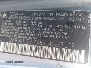 2004 BMW 3 Series 325i with VIN WBAEV33494KR35113, listed as a IAAI auction lot 42170200 with 153,671 mi miles and . Bid and sale history available at carsss.com. Image 9.